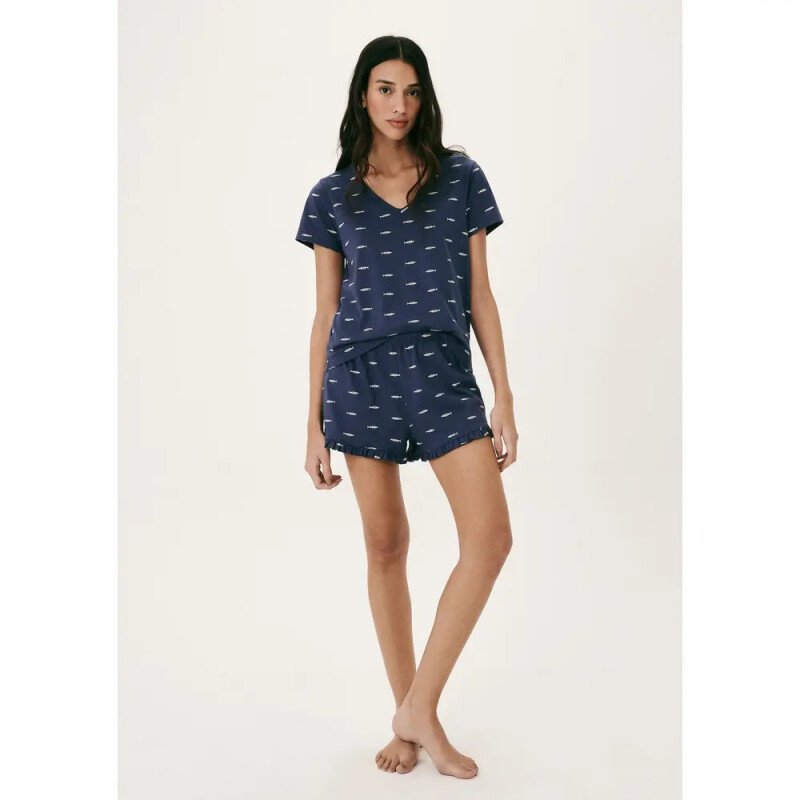PIJAMA MM FEM AZUL ESCURO