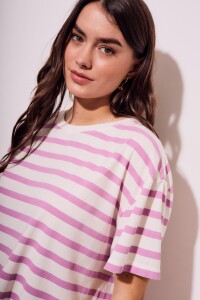Remera Algodón Rayada Lavanda