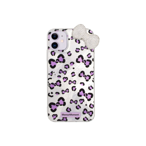 Protector para iPhone 11 animal print con moño color plata Protector Para Iphone 11 Animal Print Con Moño Color Plata