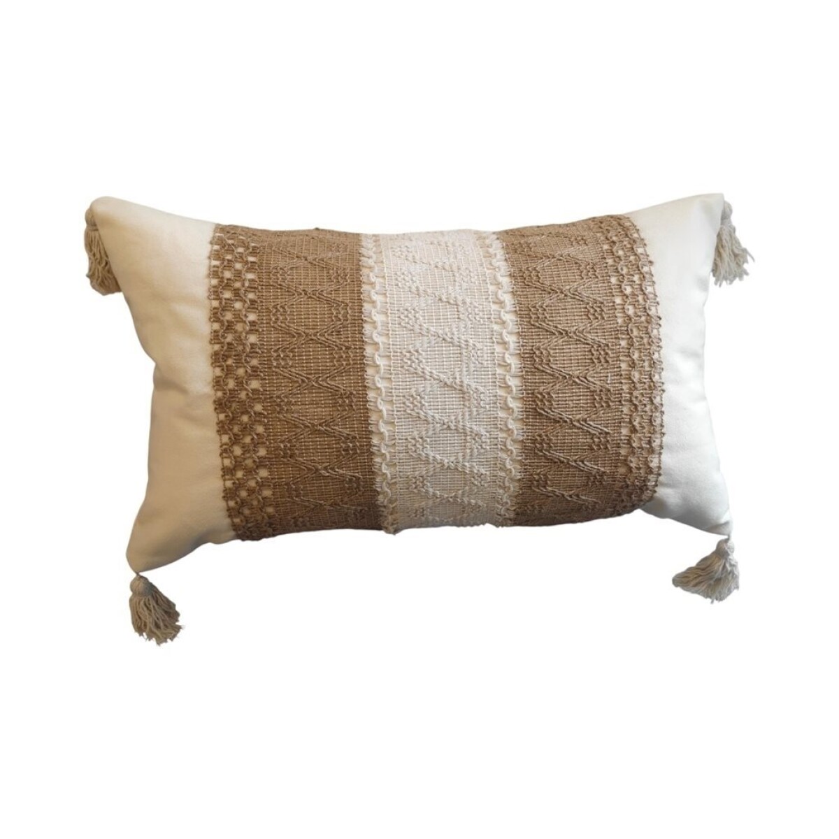 ALMOHADON CON TEJIDO 50x30CM NATURAL/BLANCO 