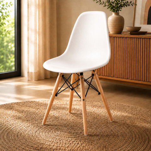 Silla Comedor X4 Combohome Eames Reforzada Premium Nórdica Blanco 1