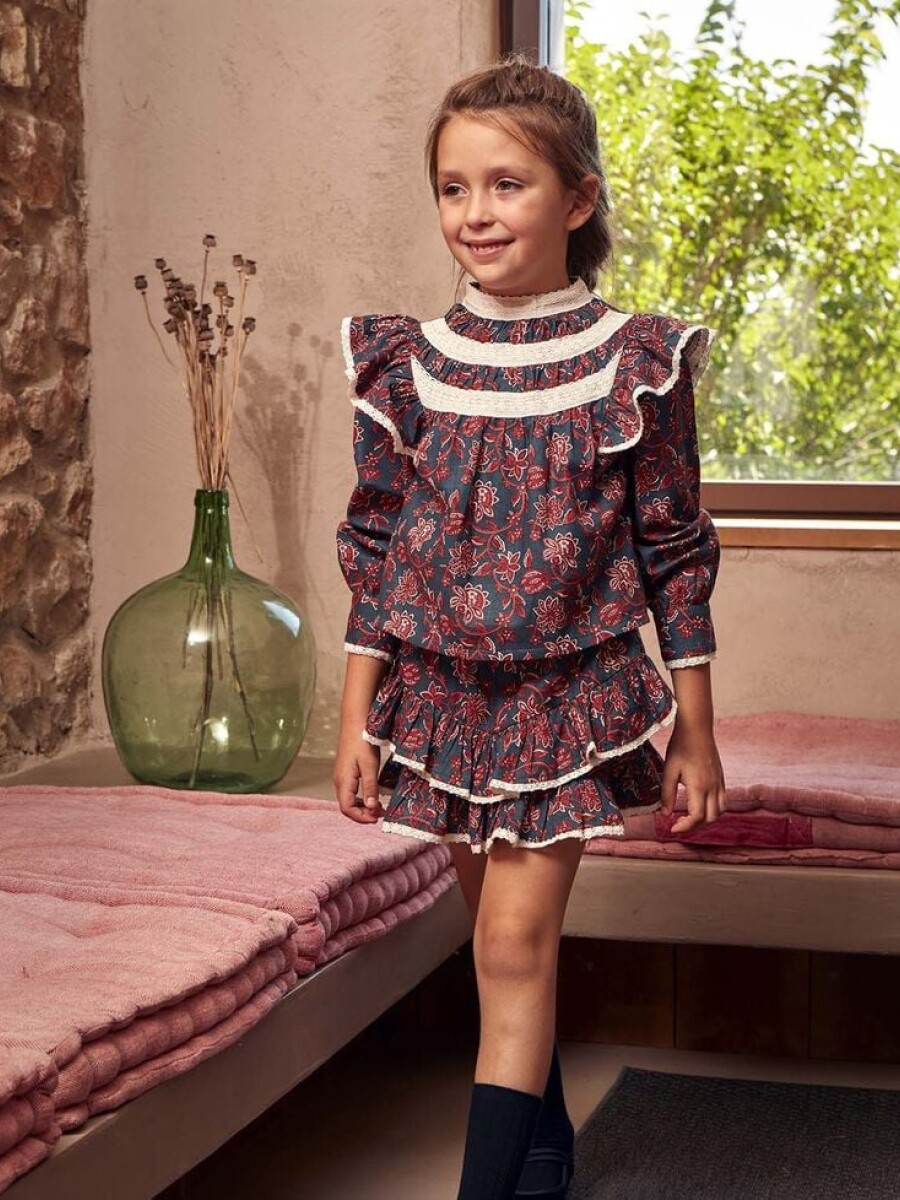 Vestido Estampado De Flores Petroleo