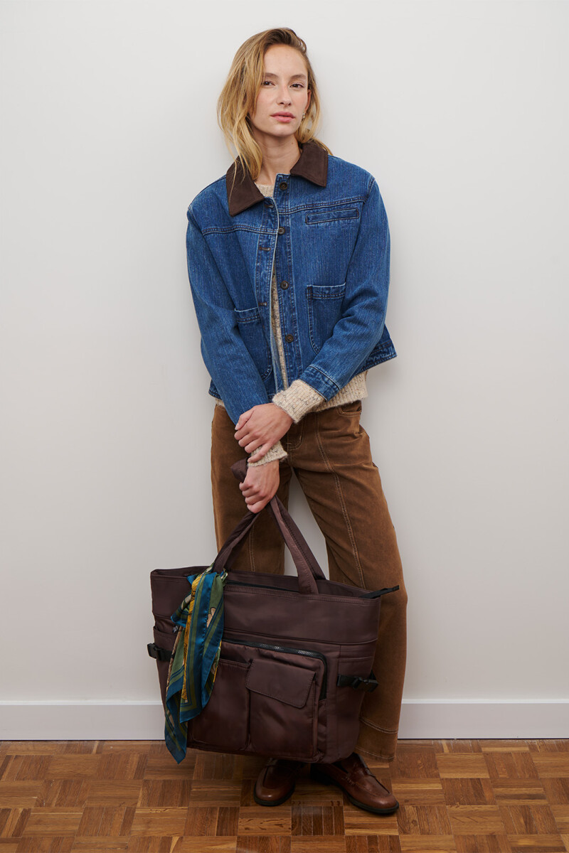 CHAQUETA JEAN CUELLO CHOCOLATE