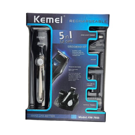 Corta Pelo Barba Afeitadora Recargable 5 en 1 KEMEI KM-7933 Negro