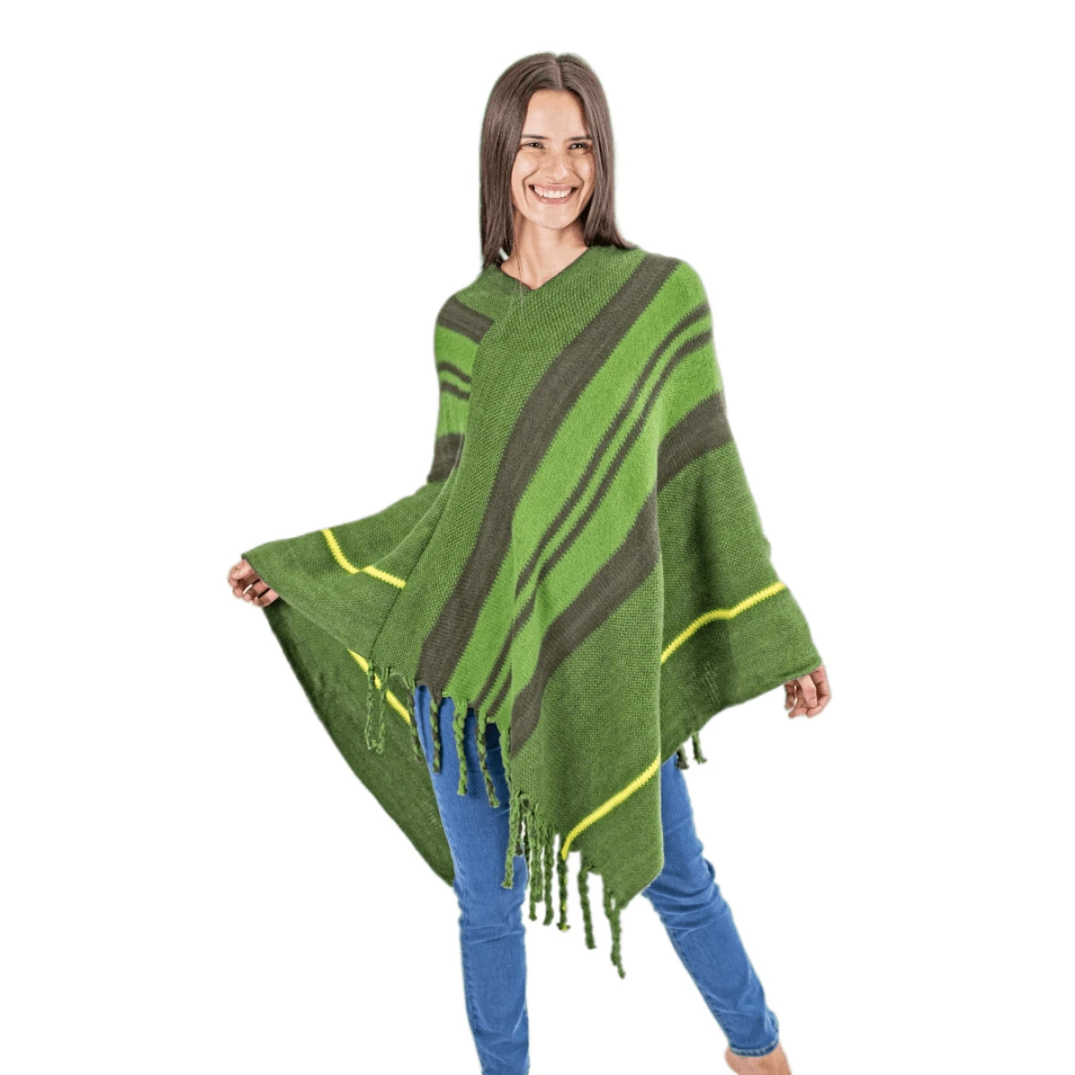 Ruana Inside con Flecos - VERDE 