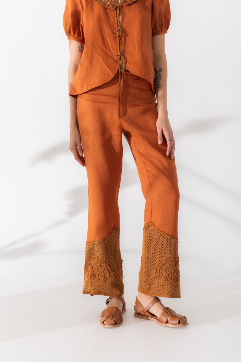 Pantalón Bea Crochet Terracota