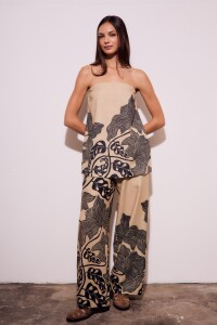 Pantalon Con Lino Print