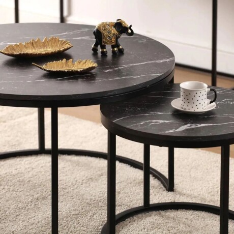 Set 2 mesas auxiliares ratonas tipo nido Doncaster Negro/Negro