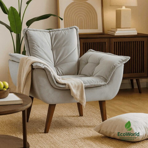 SILLON Butaca EROS Poltrona con asiento y espaldar de espuma revestido en terciopelo - Jolie Prata SILLON Butaca EROS Poltrona con asiento y espaldar de espuma revestido en terciopelo - Jolie Prata