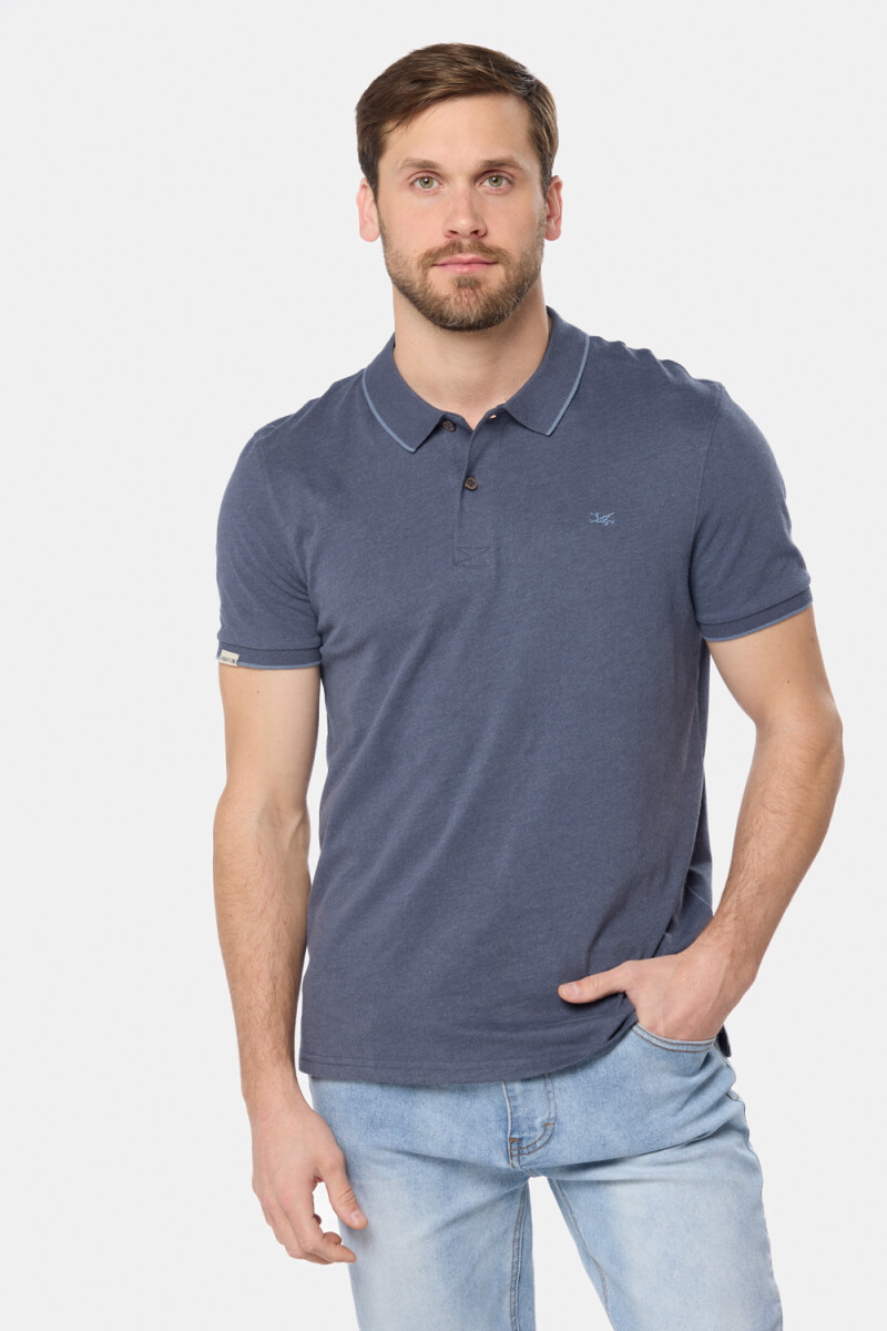 REMERA POLO JERSEY RAYADA - Denim 