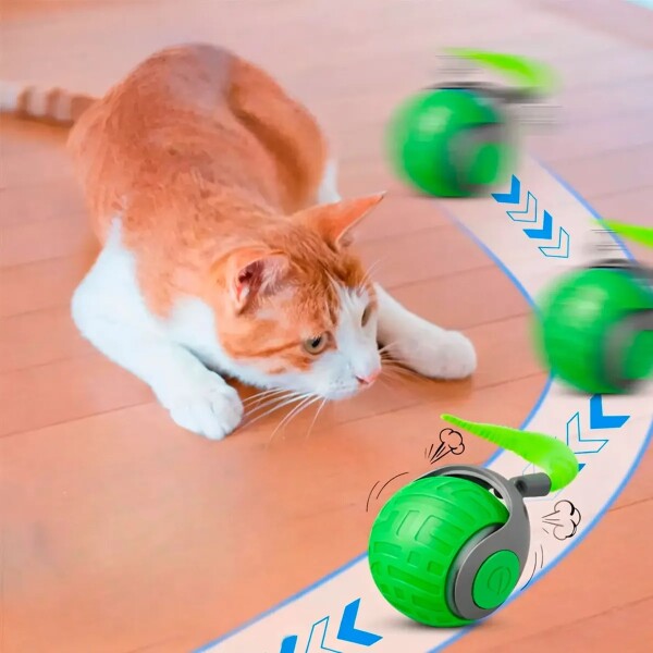 Pelota Inteligente Pelotita Smart Gato Usb Movimiento Luz Color Naranja