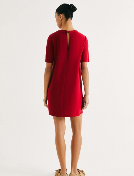 VESTIDO CORTO DE CREPÉ DE VISCOSA ROJO