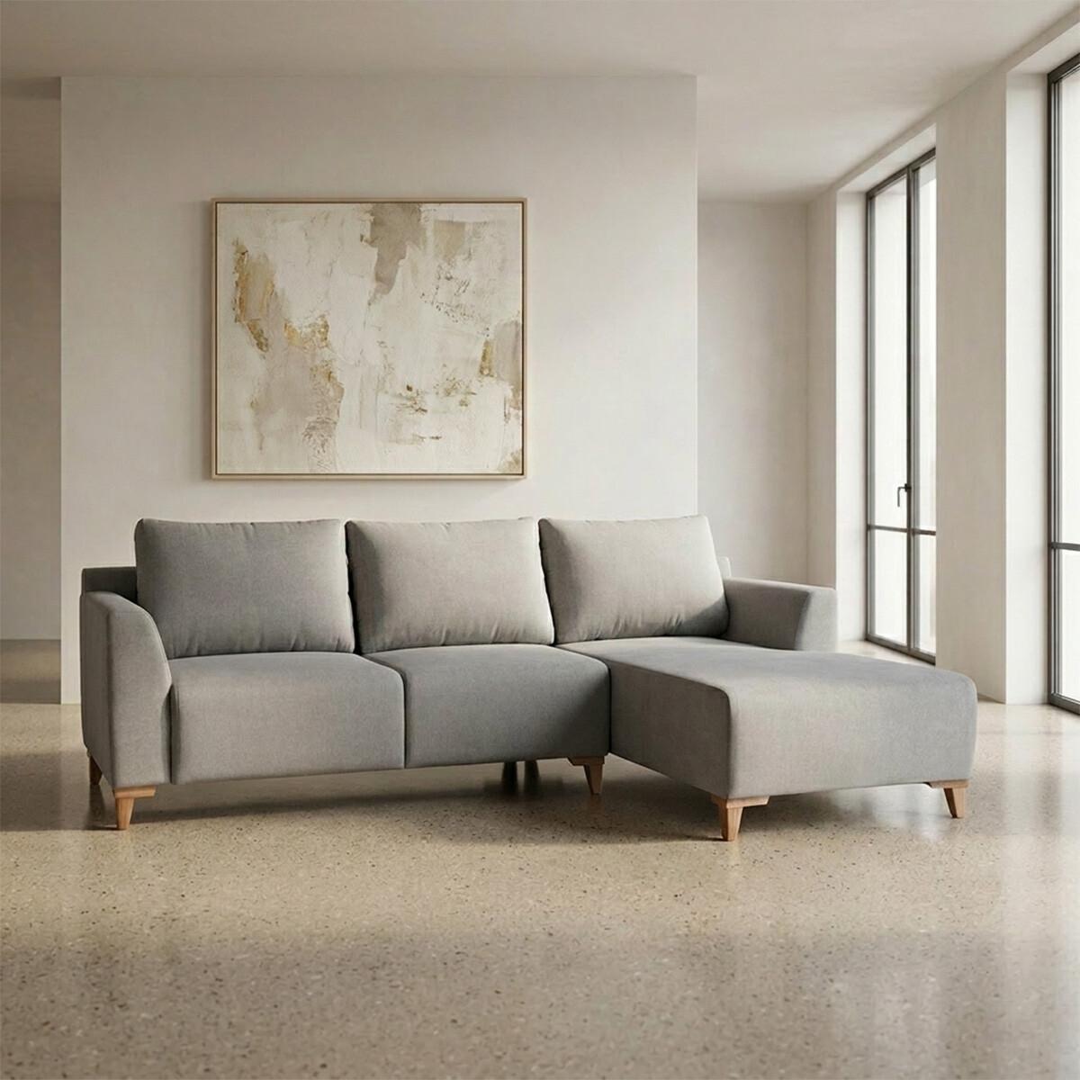 Rinconera Gino - Tela Microfibra - Chaise derecho - TC1009 (Plata) 