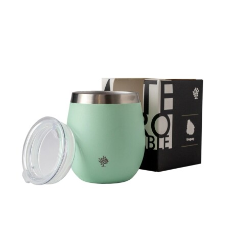 MATE TERRANO ACERO C/VERDE AGUA C/TAPA.- MATE TERRANO ACERO C/VERDE AGUA C/TAPA.-