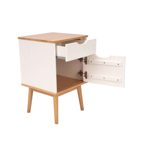 Mesa de Luz 1 puerta 1 cajion Li­nea Niordica Roble/Blanco
