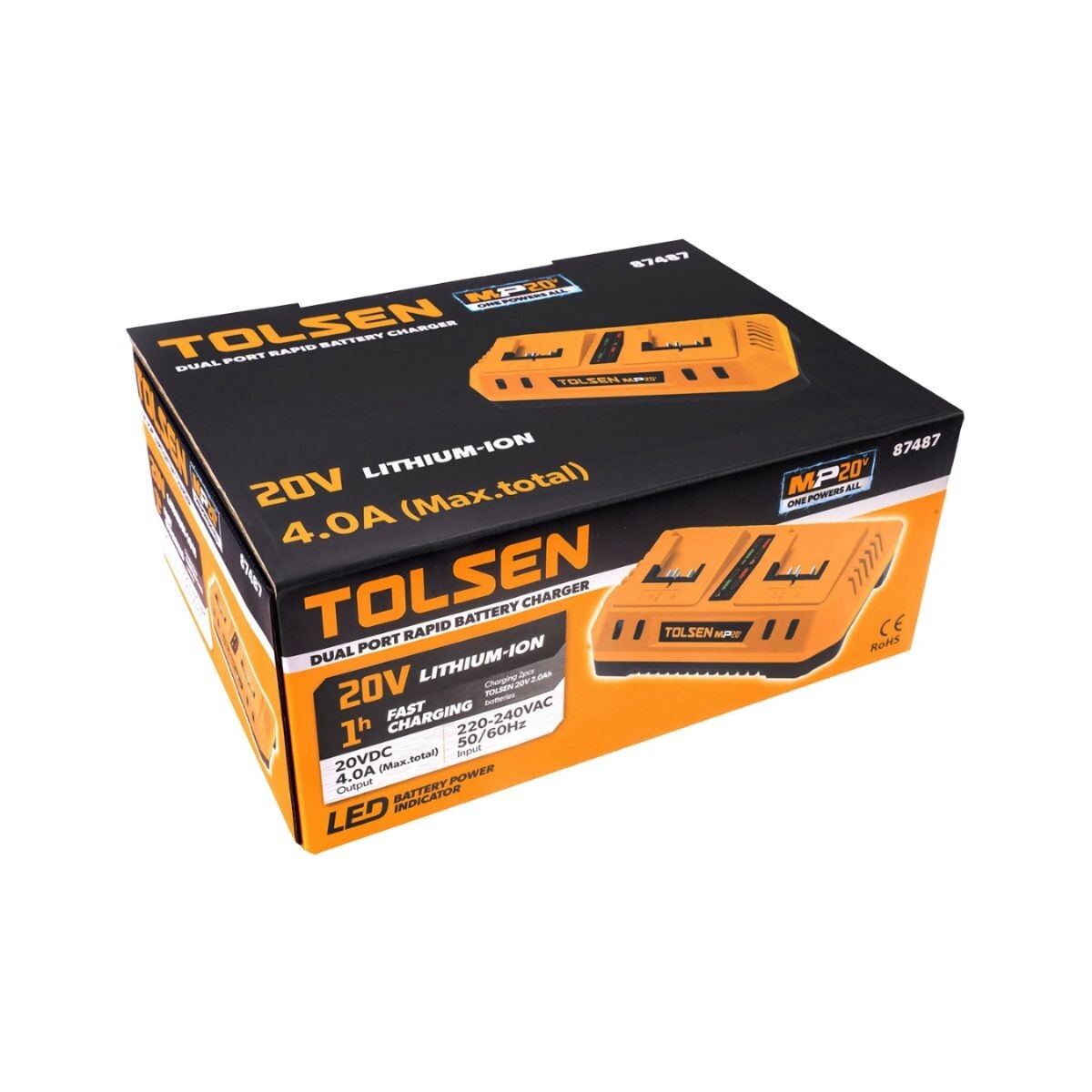 CARGADOR RAPIDO DOBLE 20V 4.0A TOLSEN Cargador Rapido Doble 20v 4.0a Tolsen