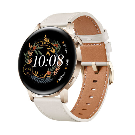 Reloj huawei watch gt 3 42mm elegant edition 1.32' cuero Gold & white