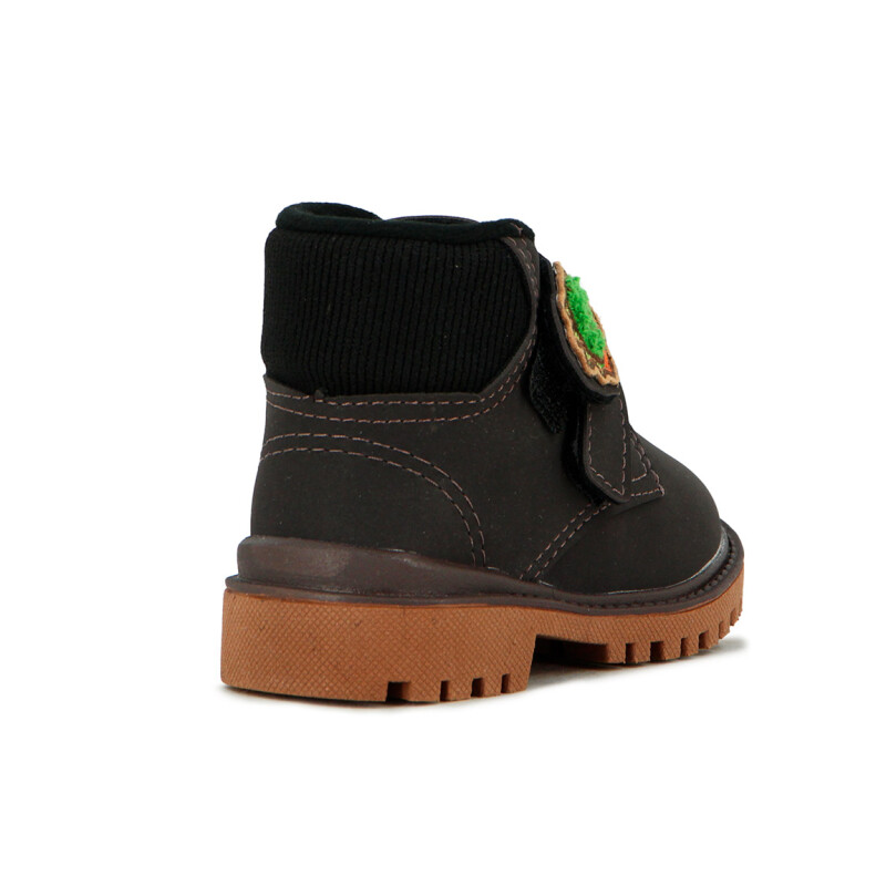 Bota Masculina Bebe Con Velcro Y Detalle Cafe-negro