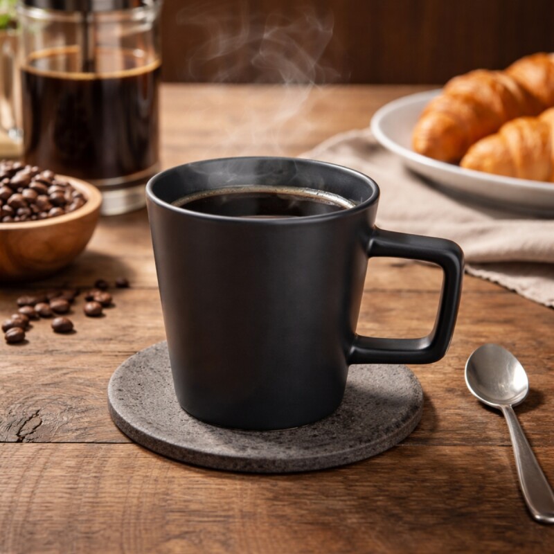 Set x6 Taza de asa recta en cerámica 325ml TOKIO NEGRO