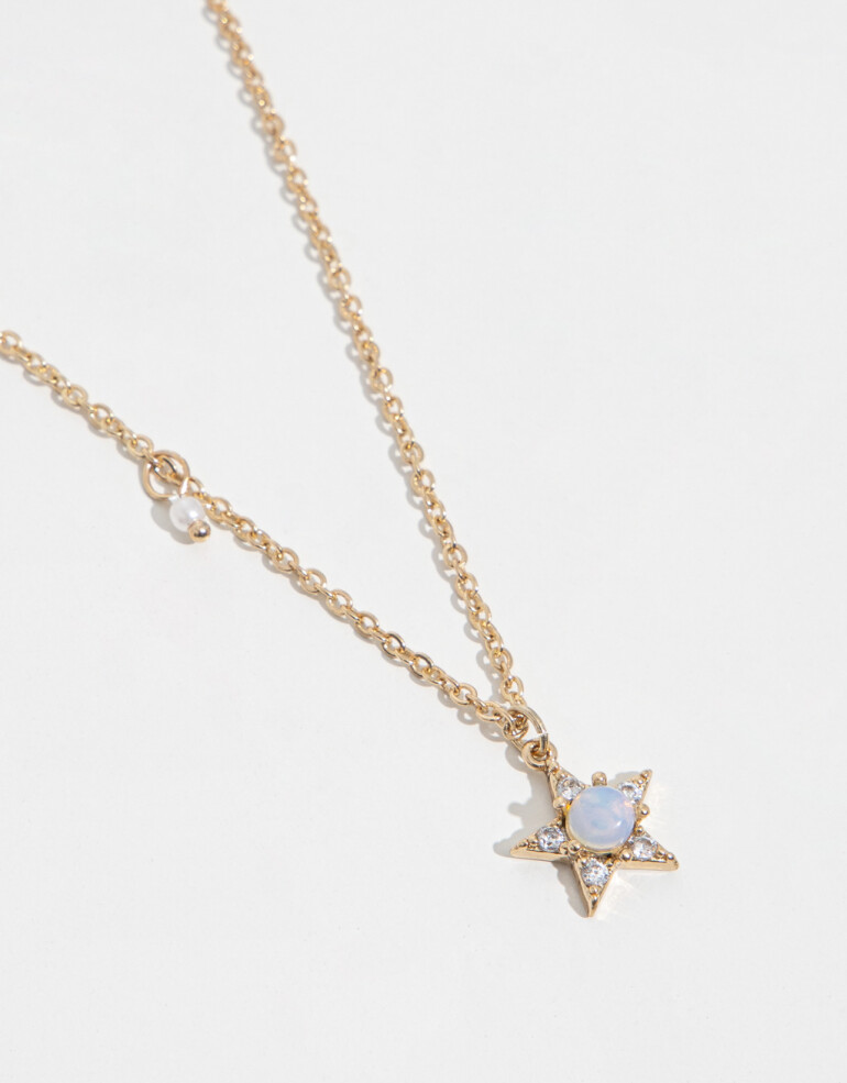 Cadena Corta con Dije Strass Collar Con Dije De Estrella Con Cubic Zirconia - Dorado