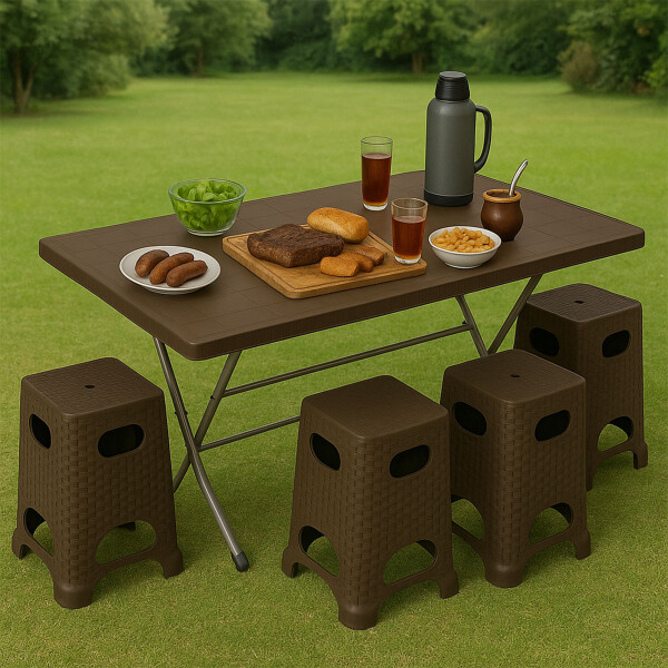 Juego De Jardín Mesa Plegable 4 Bancos Juego De Jardín Mesa Plegable 4 Bancos