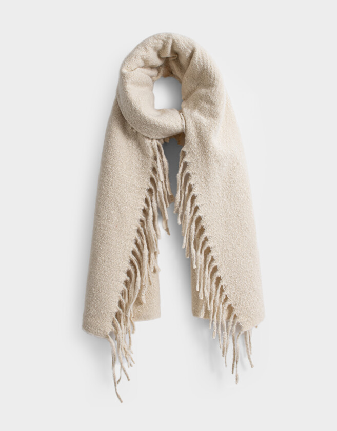 Bufandas Boho Bufanda Jacquard Con Flecos - Blanco Crudo