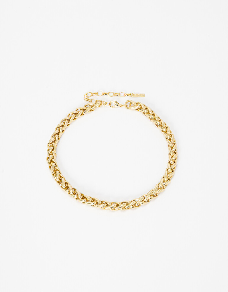 Collares Cortos Metal Collar Corto Eslabón Metálico. - Dorado