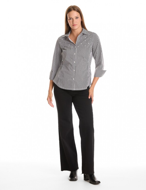 Camisa Perlas Lineas NEGRO/BLANCO