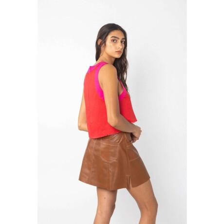 Falda Mini Couro Camel