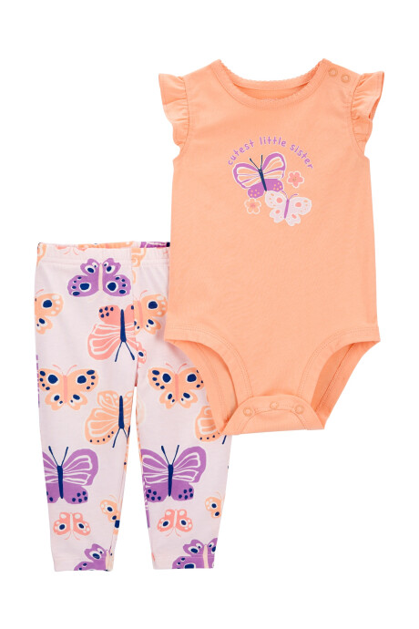 Set dos piezas pantalón y body de algodón diseño mariposas Sin color