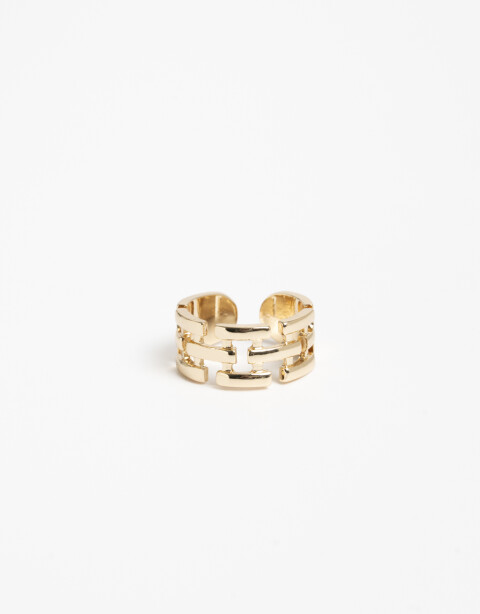 Anillos Medianos y Grandes Metal Anillo Tipo Cadena - Dorado