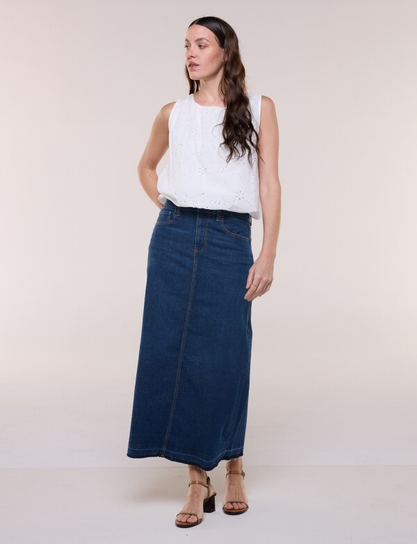 Blusa En Broderie Con Ruedo Abullonado CRUDO