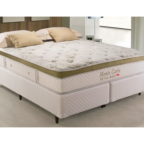 SOMMIER RESORTES POCKET - 2 PLAZAS (1.40 X 1.90 MTS) - MODELO MONTE CARLO - ESPUMA HR y PILLOW TOP SOMMIER RESORTES POCKET - 2 PLAZAS (1.40 X 1.90 MTS) - MODELO MONTE CARLO - ESPUMA HR y PILLOW TOP
