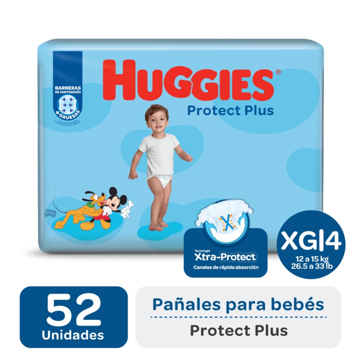 Pañales Huggies Protect Plus Talle Xg 52 Uds. 