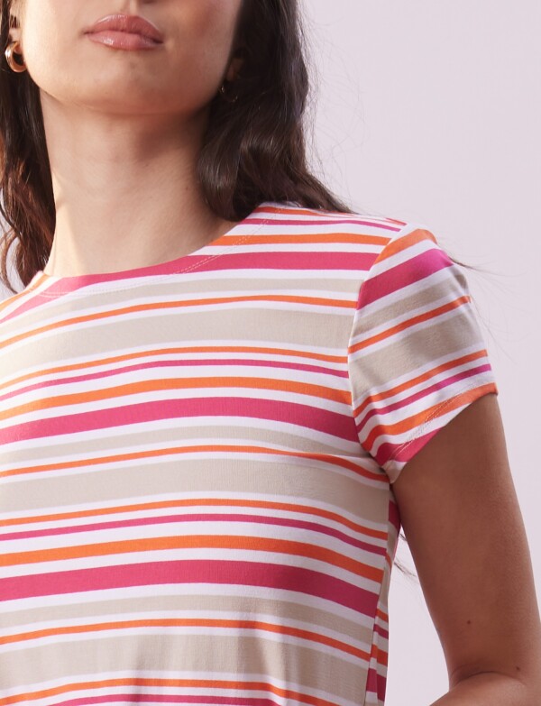 Remera Modal Lineas MULTI/ROSA