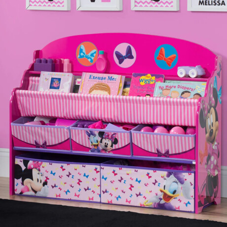 Mueble Organizador Libros Juguetes 5 Cestos Personaje Disney Minnie