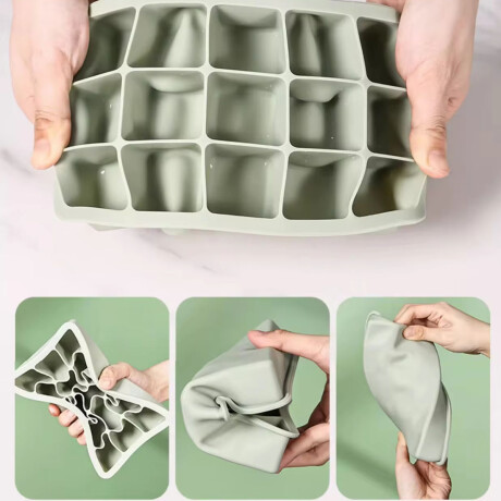 Cubetera Hielera Molde Silicona con Tapa p/15 Cubos de Hielo Amarillo