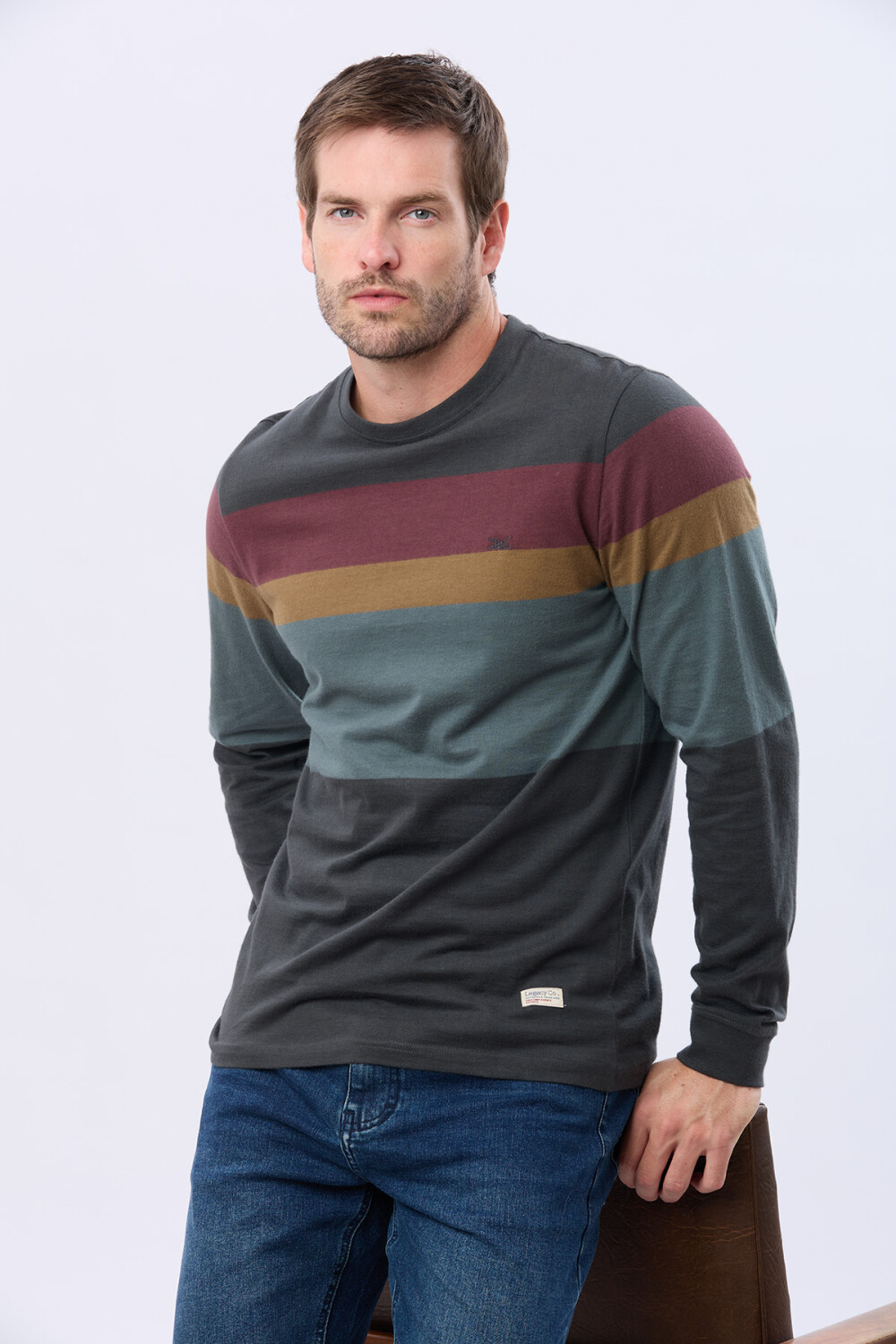 REMERA RAYADA DE ALGODÓN GRIS