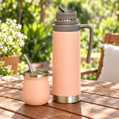 Set Termo 750Ml Manija Fija + Mate 160Ml Ac Inox Comet Rosa