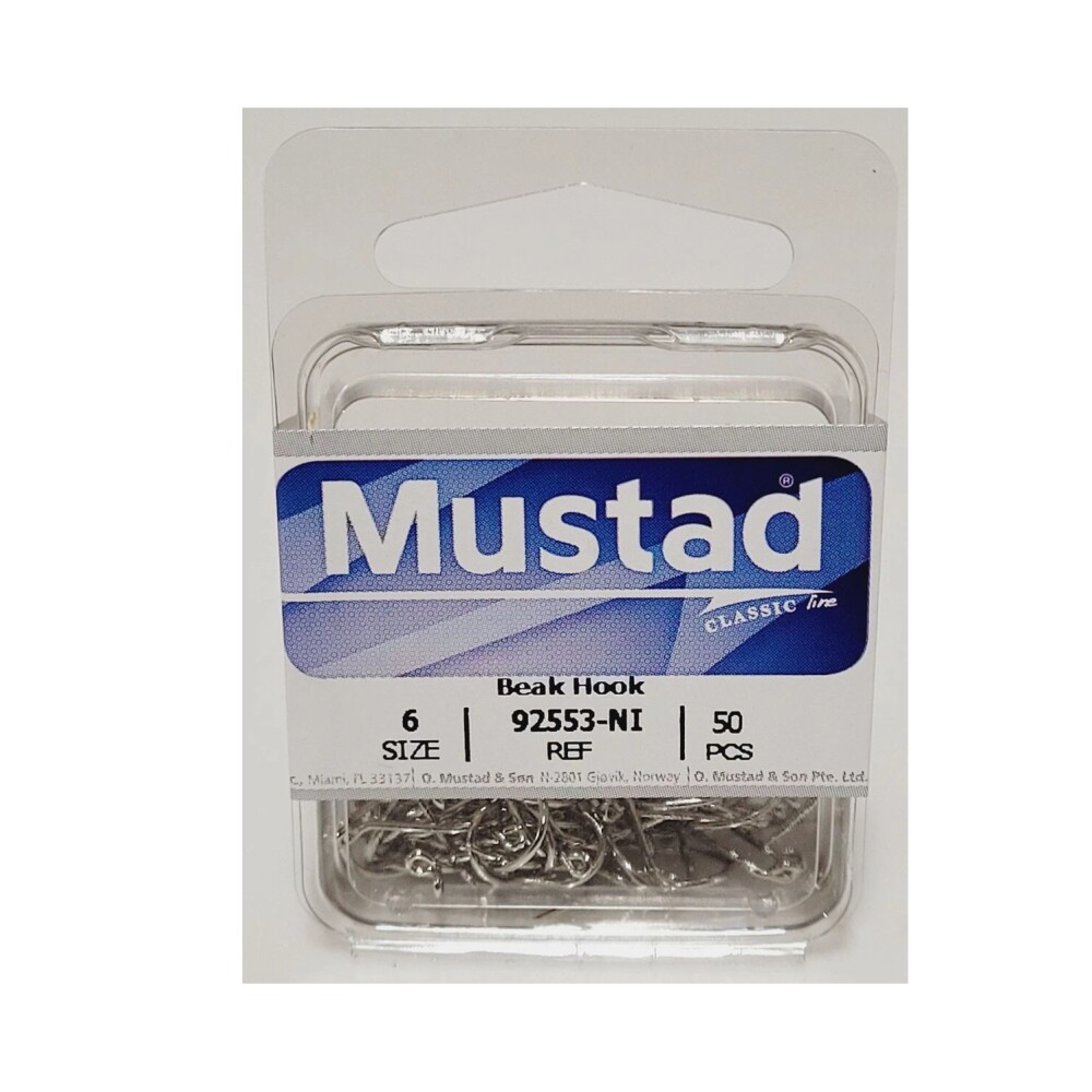 Anzuelo Mustad Beak Hook Nº 6 x50 ANZUELO MUSTAD BEAK HOOK 6 X 50PCS 92553NI 6-50