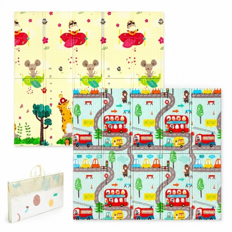 Alfombra Anti golpes 180x150 Infantil Reversible Impermeable Celeste