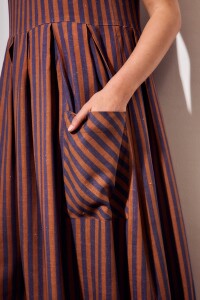 Vestido Rayado Con Lino Multi