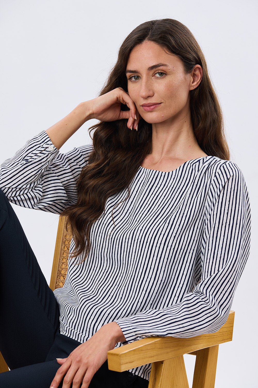 BLUSA CLÁSICA Raya Azul