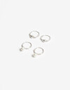 Aros Argollas Set Perla Set De Argollas Plata 925 Y Perla - Plateado