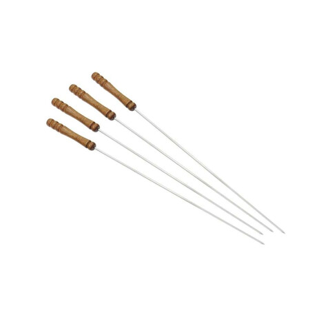 Pinchos P/ Asado 4Pc 44Cms Acero Inox/ Mad.Acacia Pinchos P/ Asado 4Pc 44Cms Acero Inox/ Mad.Acacia