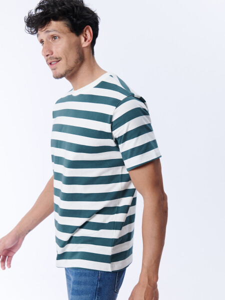 Remera Rayas Verde Y Crudo