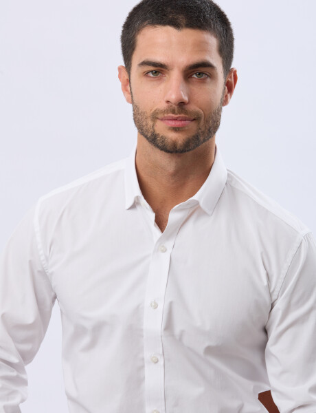 CAMISA LISA DE VESTIR ENTALLADA Blanco