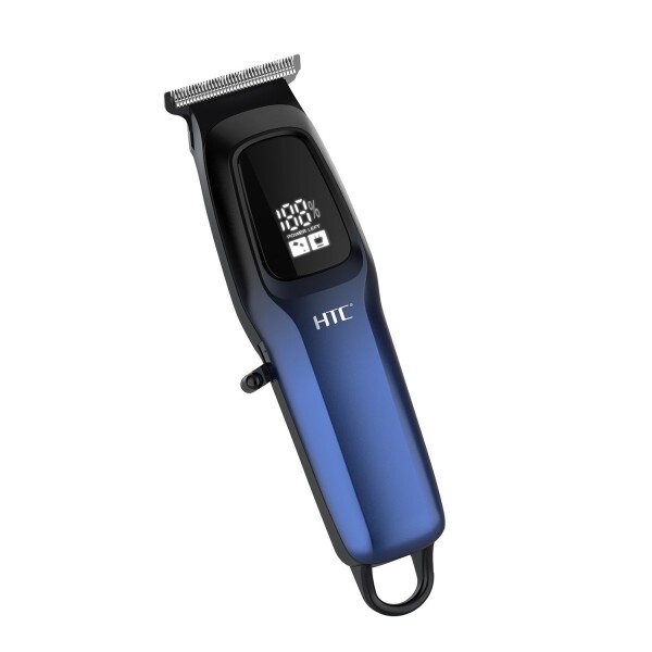 Máquina Corta Pelo HTC Recargable Inalambrica Pantalla Led Variante Negro Azul