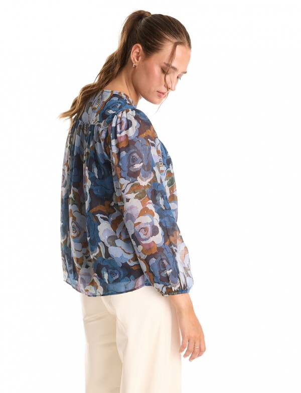 Blusa Gasa Flores AZUL/MULTI