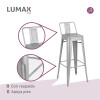 Taburete Tolix en metal con respaldo Gris